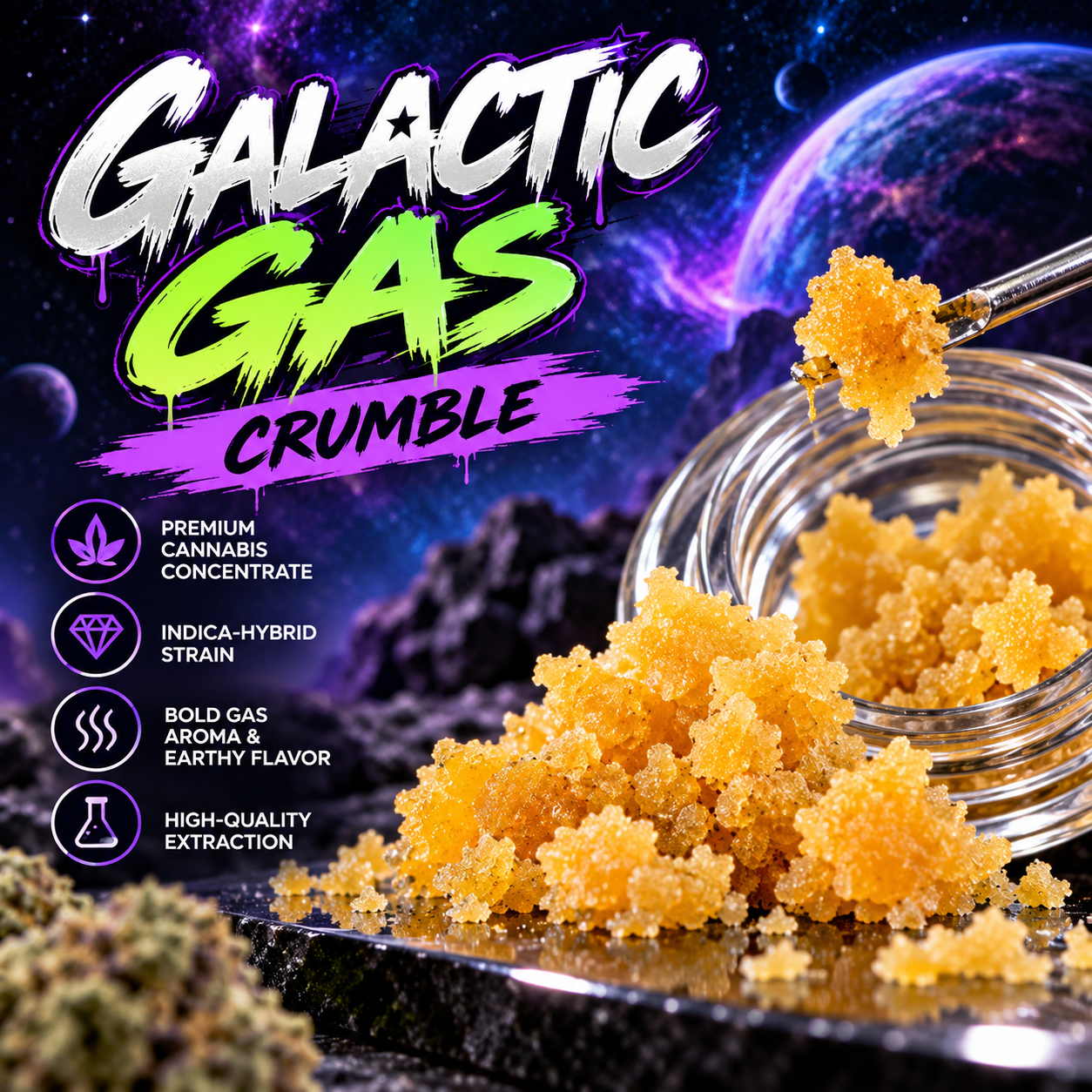 Galactic Gas cannabis crumble concentrate